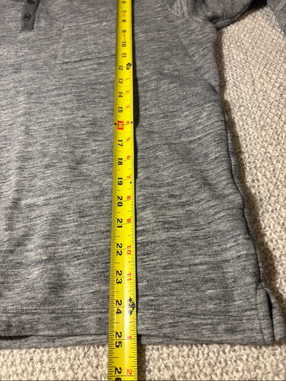 GAP Men's Heather Charcoal Long-Sleeve Henley - Picture 7 of 8